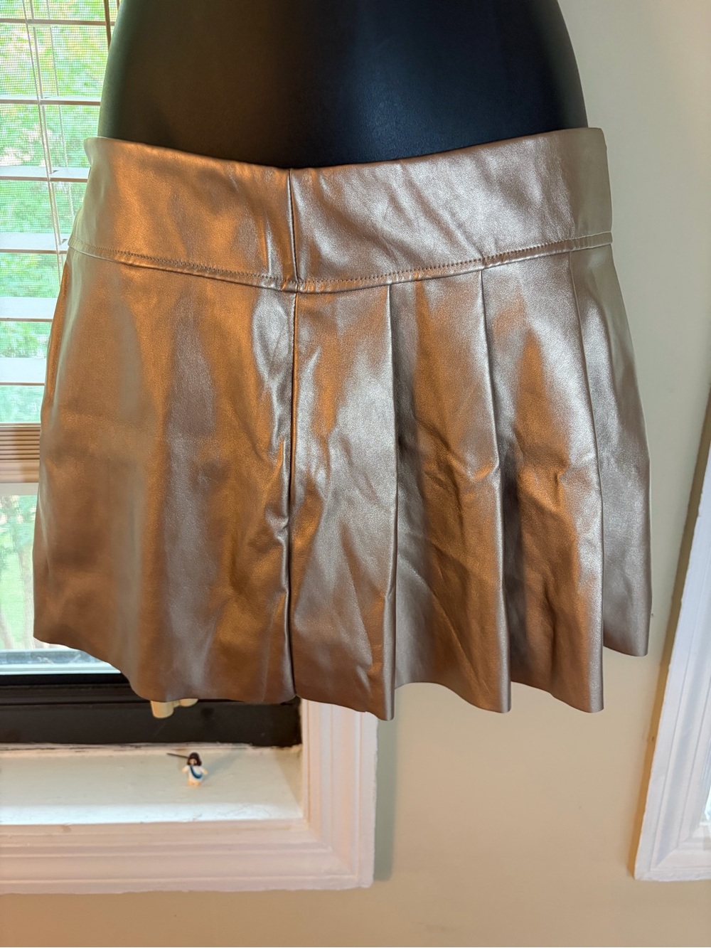 ASOS Metallic Silver Pleated Skater Mini Skirt